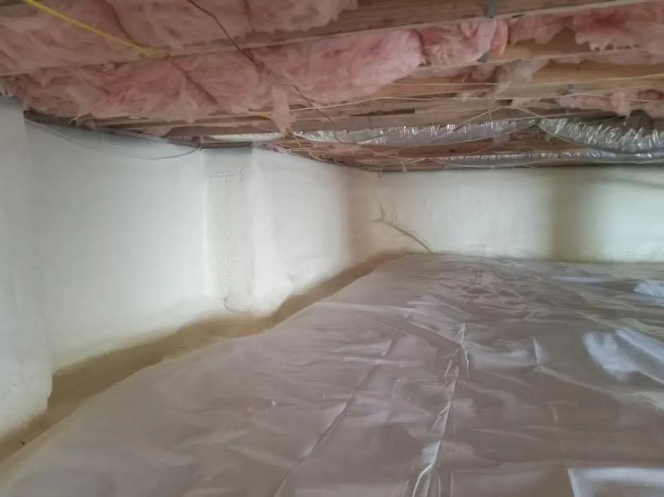 Crawl space encapsulation with closed-cell spray foam for Flat Roof Repair in Hebron